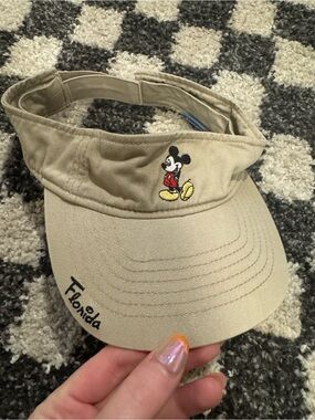 Embroidered Mickey Mouse Khaki Visor Disney One Size Vintage